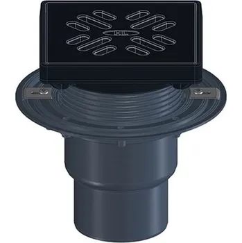 kanalizace HL Dvorní a terasový vtok DN75/110 se svislým odtokem a pevnou izolační přírubou, ZU - suchá klapka, litinový rám 190x190 mm