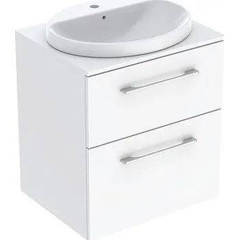 Koupelnový nábytek Geberit Selnova Square skříňka s deskou a umyvadlem, 58,8x47,5x70,3 cm, 2x zásuvka, lakovaná s vysokým leskem, bílá