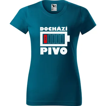 Dámské tričko DOBRÝ TRIKO Dámské tričko Dochází pivo baterie Barva: Petrolejová, Velikost: M