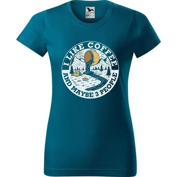 Dámské tričko DOBRÝ TRIKO Dámské tričko s potiskem I like coffee Barva: Petrolejová, Velikost: XS