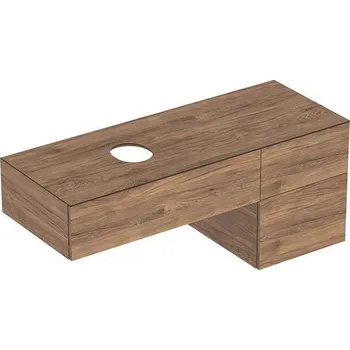 Koupelnový nábytek Geberit VariForm skříňka pod umyvadlo na desku 135x51 cm, se 3 zásuvkami, ořech