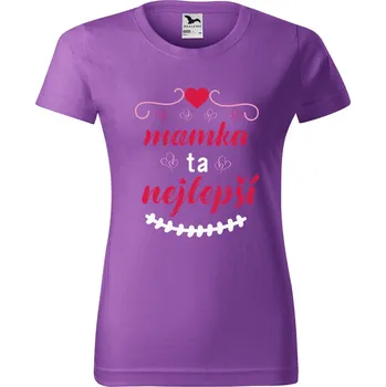 DOBRÝ TRIKO Dámské tričko s potiskem Mamka ta nejlepší Barva: Fialová, Velikost: XS