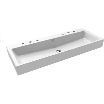 Umyvadlo Kaldewei Puro 3167 umyvadlo na stěnu, 120x46 cm, s přepadem, 2x3 otvor, Perl-Effekt, bílá