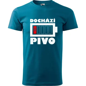 Pánské tričko DOBRÝ TRIKO Pánské tričko Dochází pivo baterie Velikost: M, Barva: Petrolejová