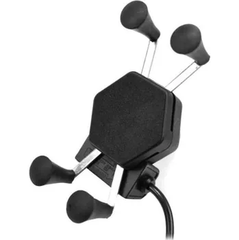 Držák telefonu s objímkou na řídítka/pod zrcátko s USB zásuvkou na motorku "4RIDE"