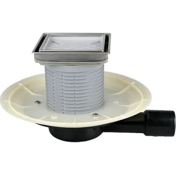 Kanalizační potrubí HL Balkonový a terasový vtok DN40/50 s ležatým odtokem, s pevnou izolační přírubou, ZU - suchá klapka