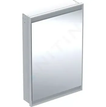 Koupelnový nábytek Geberit ONE Zrcadlová skříňka s LED osvětlením, 60x90x15 cm, panty vpravo, vestavná, hliník, 505.801.00.1