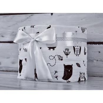 plenkový dort dortNEdort Mini plenkový dort se sovičkami Bílá stuha náplň pro chlapečka 771_MIM7