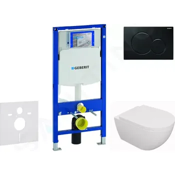 Geberit Duofix Set předstěnové instalace, klozetu Oudee a sedátka softclose, tlačítko Sigma01, černá, SANI11CA5107
