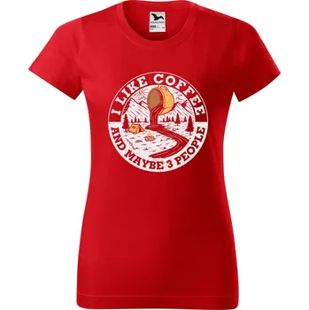 Dámské tričko DOBRÝ TRIKO Dámské tričko s potiskem I like coffee Barva: Červená, Velikost: 3XL