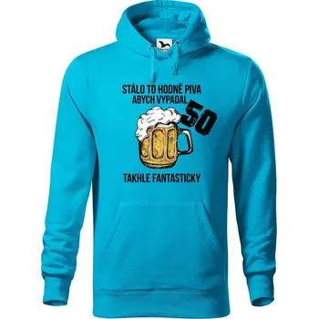 Pánská mikina DOBRÝ TRIKO Pánská mikina s potiskem Hodně piva Velikost pánské mikiny: 3XL, Barva: Tyrkysová