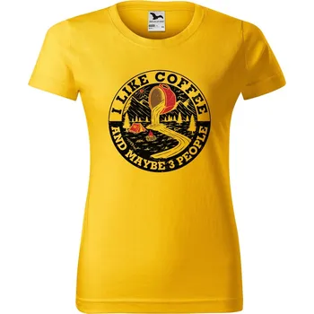 Dámské tričko DOBRÝ TRIKO Dámské tričko s potiskem I like coffee Barva: Žlutá, Velikost: M