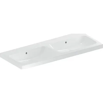 Umyvadlo Geberit iCon dvojumyvadlo 120x48 cm, bez otvoru pro baterii, 2x přepad, KeraTect, bílá