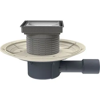 Odvodňovací žlab HL Podlahová vpust, vodorovný odtok DN40/50, z.u. Primus blue (suchý sifon), nástavec s rámem 132x132 mm, kryt pro vložení do dlažby 112x12 mm, nerez