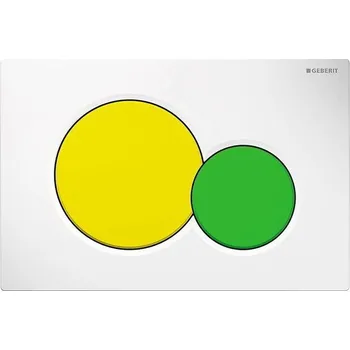 Splachovací tlačítko Geberit Sigma01 Round ovládací tlačítko, pro 2 množství splachování, bílá/žlutá/zelená