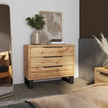 Komoda Šuplíková komoda Halle S - dub wotan / černá