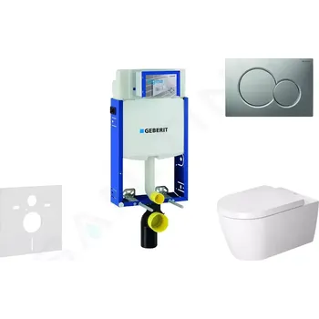 Geberit Kombifix Modul pro závěsné WC s tlačítkem Sigma01, matný chrom + Duravit ME by Starck - WC a sedátko, Rimless, SoftClose, 110.302.00.5 NM3
