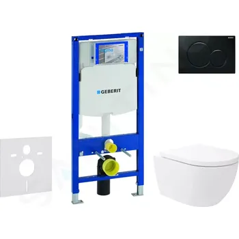 Geberit Duofix Set předstěnové instalace, klozetu Oudee Vortex a sedátka softclose, tlačítko Sigma01, černá, SANI11CA5145