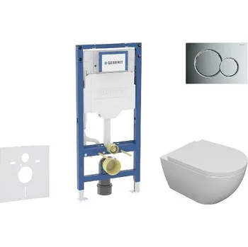 Splachovací tlačítko Geberit Duofix - Set předstěnové instalace, klozetu Oudee a sedátka softclose, tlačítko Sigma01, lesklý chrom SANI11CA1100B