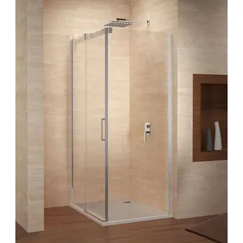 Vanová zástěna Riho Ocean Čtyřúhelníkový sprchový kout 100x100x195 cm, levý, chrom, Riho-Shield, číré sklo
