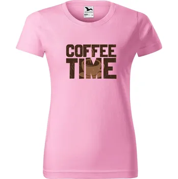 Dámské tričko DOBRÝ TRIKO Dámské tričko s potiskem Coffee time Barva: Růžová, Velikost: 3XL