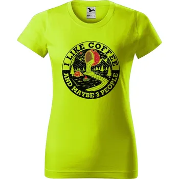 Dámské oblečení DOBRÝ TRIKO Dámské tričko s potiskem I like coffee Barva: Limetková, Velikost: XL