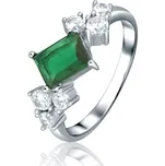 JVD Dámský stříbrný prsten se zirkony a zeleným smaragdem SVLR1070XH2BZ52
