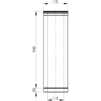 Kouřovod Rovný díl Almeva 950 mm DK / 180 - 250