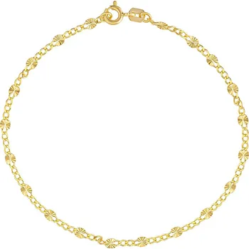 Náramek Zlatý náramek Figaro ze žlutého zlata s broušenými destičkami - 2,7 mm 19 cm
