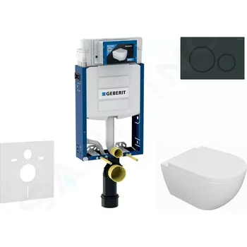 Geberit Kombifix Set předstěnové instalace, klozetu Oudee a sedátka softclose, tlačítko Sigma20, černá lesk/černá mat, SANI15CA5112