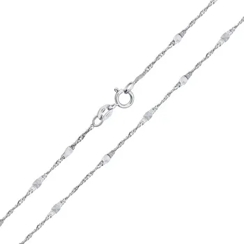 Šperk Zlatý řetízek Singapur z bílého zlata s broušenými destičkami - 1,9 mm 50 cm