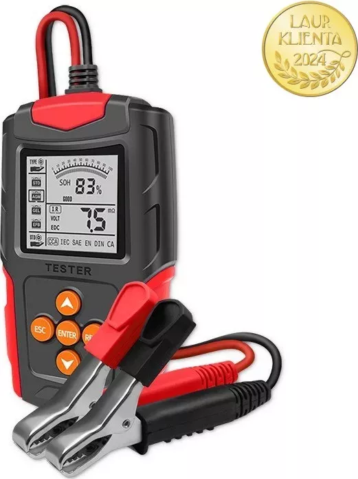 Qoltec 52484 Digitální tester baterií s LCD displejem | 12V | 24V | 3Ah-200Ah