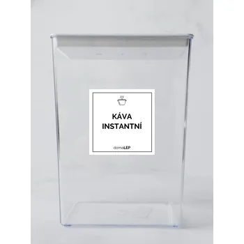 Samolepící etiketa KÁVA INSTANTNÍ – bílá samolepka na dózu, tučné písmo, 5 × 5 cm | DomaLEP