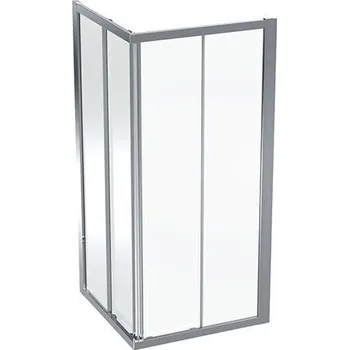 Vanová zástěna Geberit GEO čtvercová sprchová zástěna, 90x90x190 cm, sklo transparent, rám stříbřitá