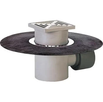 HL Podlahová vpust DN110 s ležatým odtokem a živičným izolačním pásem