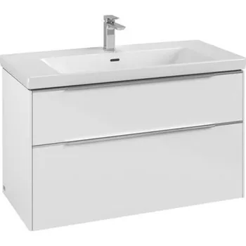 Koupelnový nábytek Villeroy & Boch Subway 3.0 skříňka pod umyvadlo s osvětlením 97,3x47,8x57,6 cm, 2x zásuvka, Brilliant White