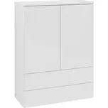 Villeroy & Boch Antao vysoká komoda, 81,4x103,9x35,6 cm, 2x zásuvka, 2x dvířka, s osvětlením, čelo bez struktury, Glossy White Laquer
