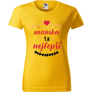 Dámské tričko DOBRÝ TRIKO Dámské tričko s potiskem Mamka ta nejlepší Barva: Žlutá, Velikost: XL