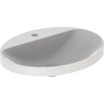 Umyvadlo Geberit VariForm oválné umyvadlo zápustné 60x48 cm, bez přepadu, s otvorem pro baterii, bílá