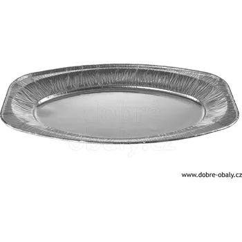 Jednorázové nádobí Hliníkový servírovací tác oválný STŘEDNÍ 430 x 290 mm - Hliníkov