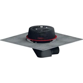 kanalizace HL Střešní vtok DN75/110 s nástavcem pro nouzové odvodnění, ležatý, s izolační svorkou, s elektrickým ohřevem, záchytný koš