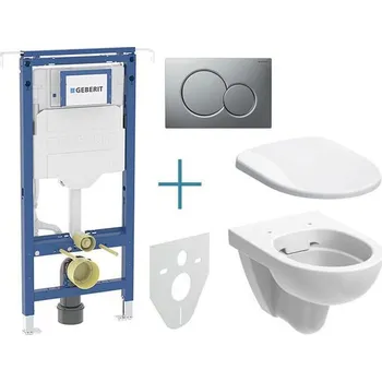 Geberit Set předstěnové instalace Duofix Special + rimfree klozet a sedátko Selnova + tlačítko Sigma01, chrom mat easy-to-clean