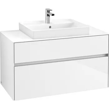Koupelnový nábytek Villeroy & Boch Collaro skříňka pod umyvadlo, 100x50x54,8 cm, otvor uprostřed, 2x zásuvka, Glossy White