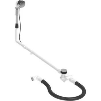 Sifon Duravit Quadroval odpadní a přetoková armatura s přítokem, pro vany s centrálním odtokem, flexi odpadní hadice, 110 cm, chrom