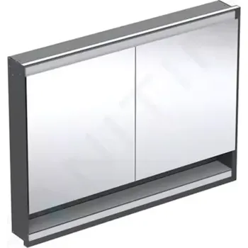 Koupelnový nábytek Geberit ONE Zrcadlová skříňka s LED osvětlením, 120x90x15 cm, 2 dvířka, s nikou, vestavná, matná černá, 505.825.00.7