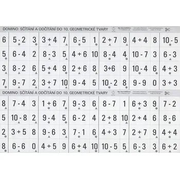 Domino - sčítání a odčítání do 10,geometrické tvary Škola hrou
