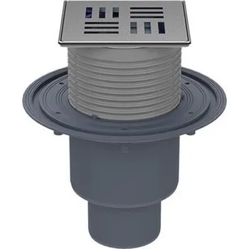 HL Podlahová vpust DN50/75/110, svislý odtok, z.u. Primus blue (suchý sifon), 121x121 mm, Klick-Klack/115 x 115 mm mřížka Nil, nerez