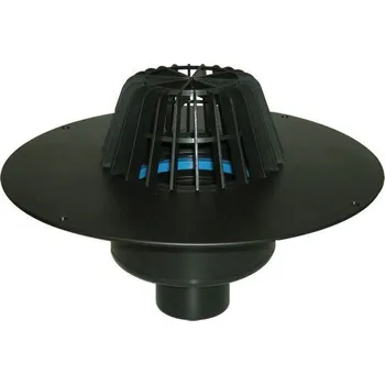 Kanalizační potrubí HL Střešní vtok DN110 se svislým odtokem s PP izolační přírubou, záchytný koš