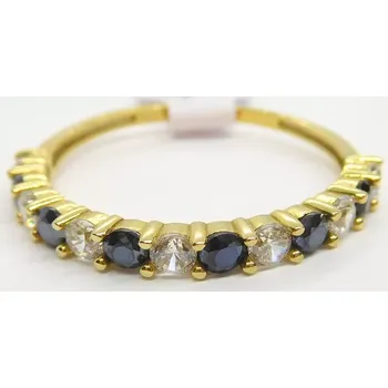 Prsten Klenoty Budín Mohutný dámský zlatý prsten se zirkony a modrými safíry 585/1,68gr vel. 60 HK1238 (Klenoty Budín Mohutný dámský zlatý prsten se zirkony a modrými safíry 585/1,68gr vel. 60 HK1238)