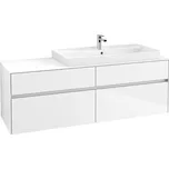 Villeroy & Boch Collaro skříňka pod umyvadlo, 160x50x54,8 cm, otvor vpravo, 4x zásuvka, Glossy White
